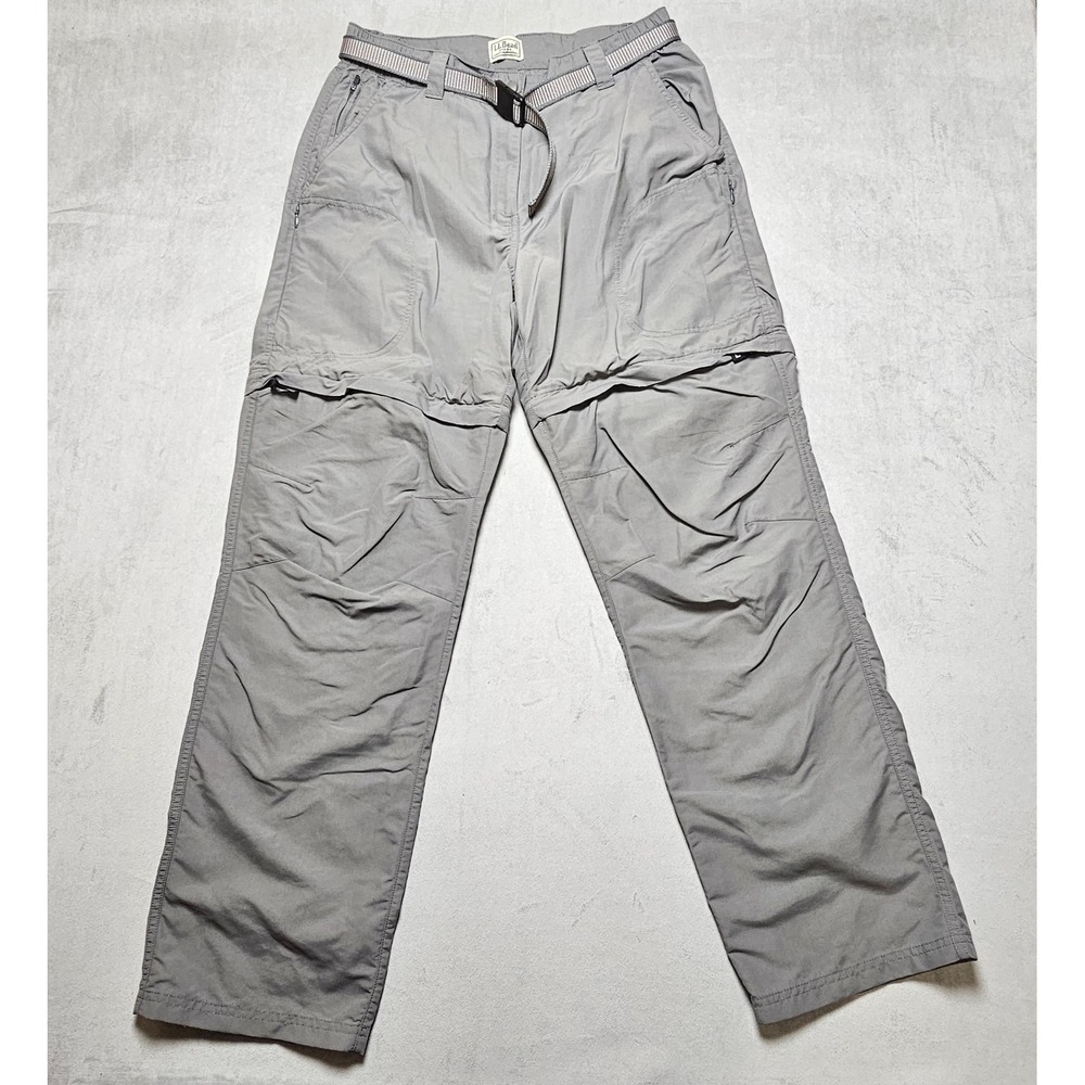 LL Bean No Fly Zone Convertible Hiking Pants Gray Nylon Mens Medium 281132